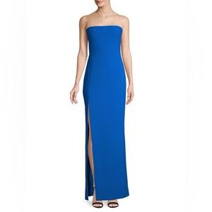 Likely (0) Palmer Gown: Bright Blue Strapless Fitted Evening Dress with Leg Slit
